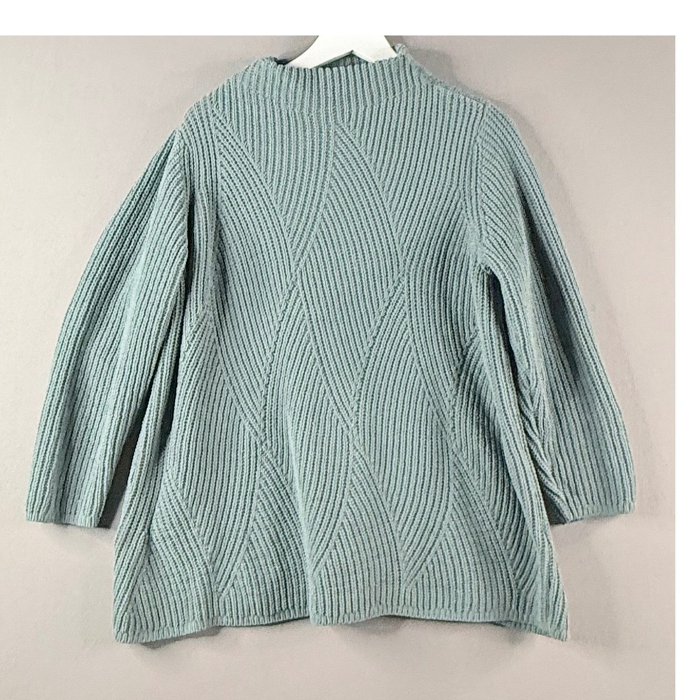 J. Jill Chenille Sweater Womens XL Petite Aqua Blue Mock Neck Ribbed Soft Cozy